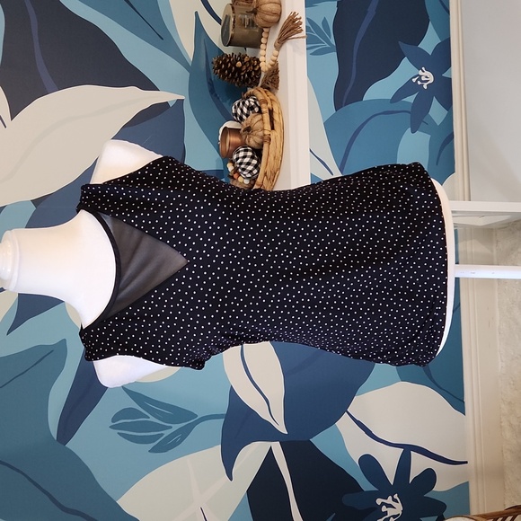 WHBM Black White Reversible Micro Dot Solid Tank Top Blouse S - Picture 1 of 6